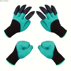 1 Pair Waterproof Gardening Gloves with Claws for Digging and Planting, Stab-Proof Latex Gloves for Outdoor Garden Work, Durable and Ergonomic, Perfect for Flowers, Vegetables, and Yard Gardening, Green and Black Design