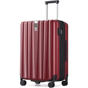 Hanke 24 Inch Expandable Checked Luggage Lightweight PC Hard Case Luggage Suitcases with Wheels TSA Luggage Rolling Large Suitcase Travel Luggage Bag for Go to University(Burgundy)