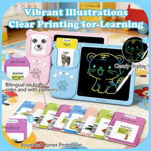 KIDGENIUS Easter English & Spanish Bilingual LCD Writing Tablet for Kids Drawing Board with Phonics Flash Cards Interactive Educational Learning Toy for Kids 3+ Years