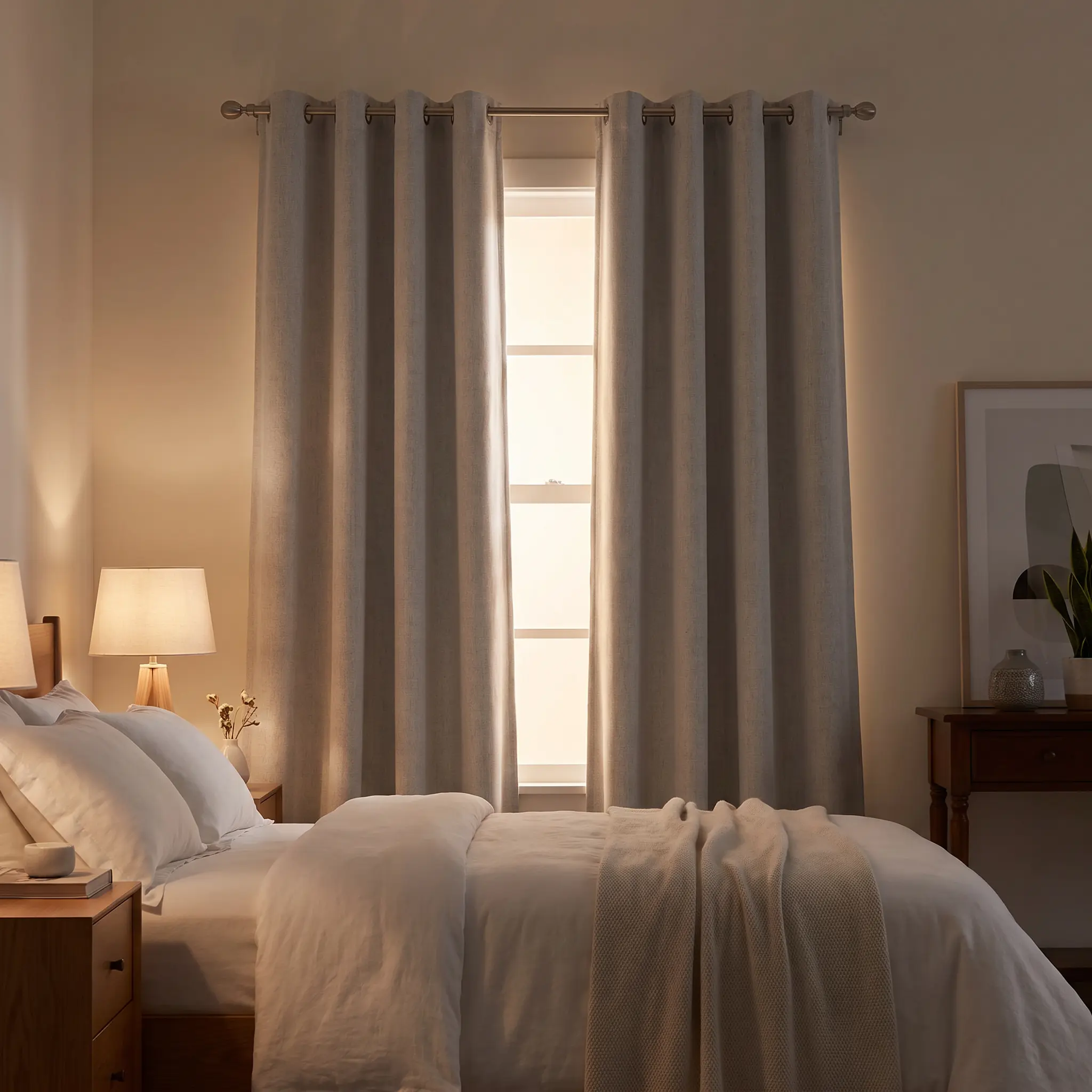 QIANLI 4 Panels Linen Texture Full Blackout Curtains, 54"W x 84"L, Thermal Insulated Soundproof Window Drapes for Bedroom & Living Room