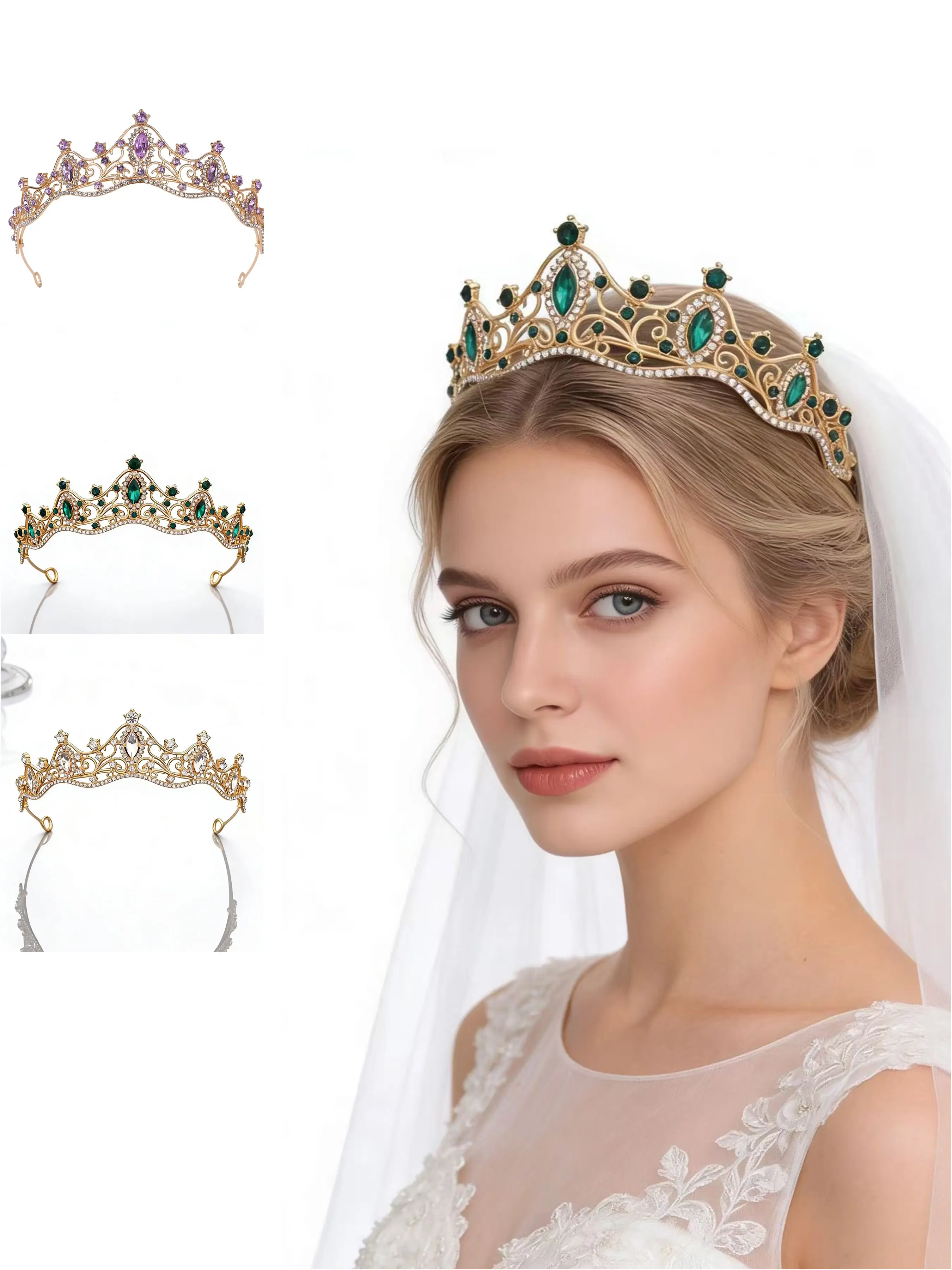 Women's Fashion Crystal Bride Crown, Bridal Accessory, Elegant Crown Design, Birthday Party Princess Style, Royal Halloween Headpiece, Versatile Bling Hair Accessory