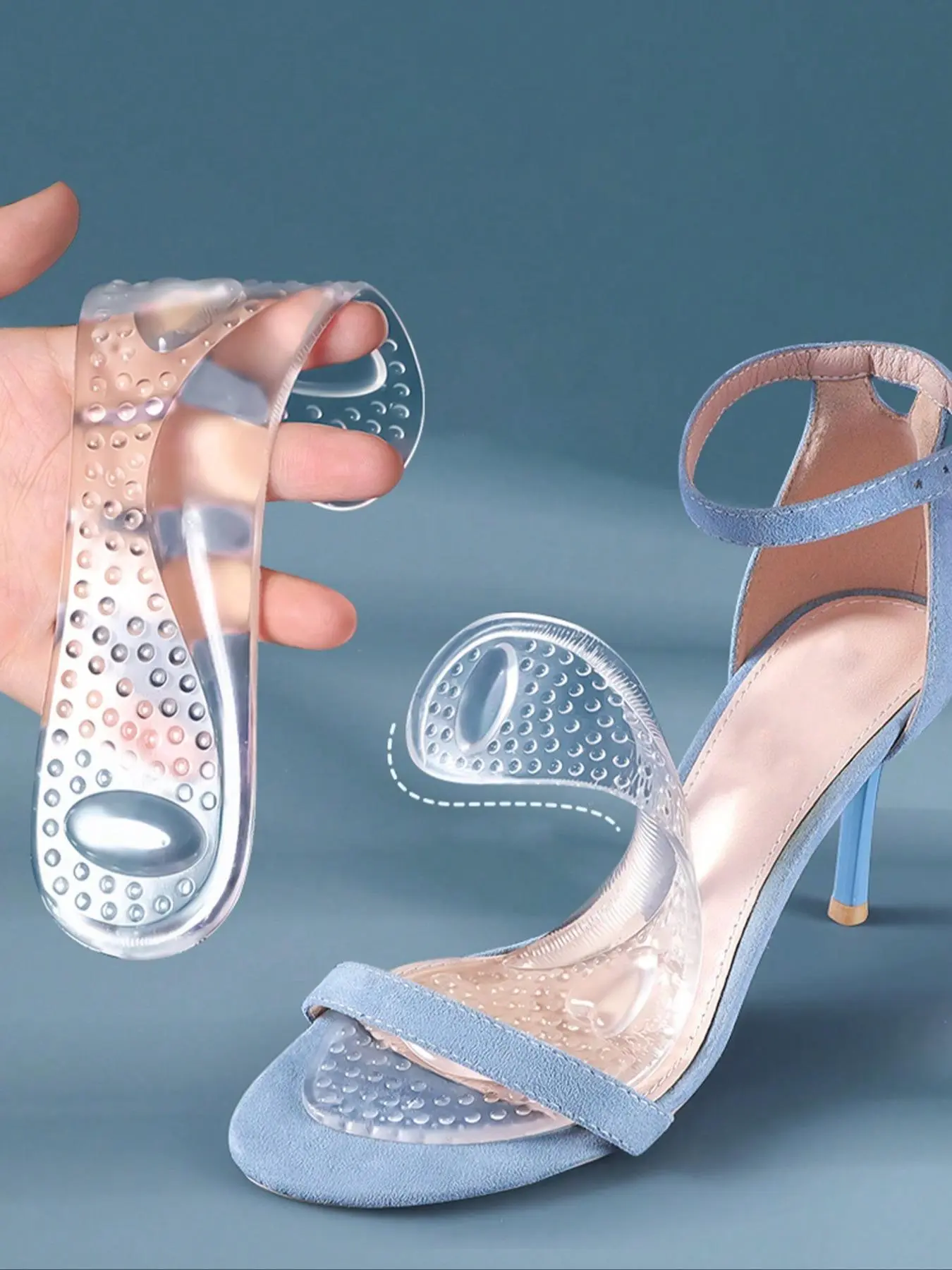 Clear Silicone Anti-slip High Heel Insoles, 1 Pair Arch Support Shoes Insoles with Heart Decor, Sandals Insoles for Women Footwear Non Slip Insole, Insoles For Heels