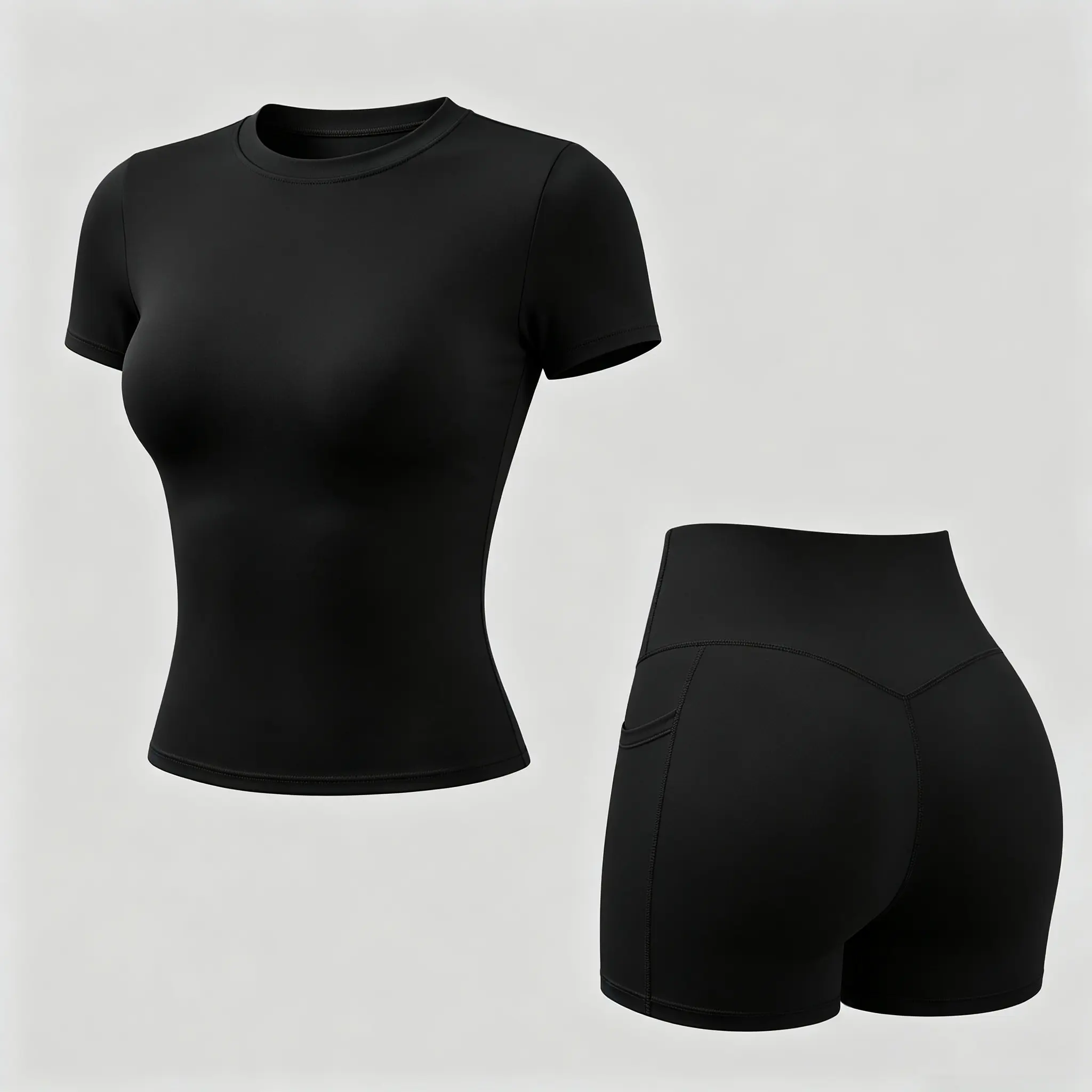 Quietlake Women's Sportswear Set.2-Piece Boat Workout Set, Shaping Support, Breathable Quick-Dry, Yoga, Gym, AthleticButt Liftin