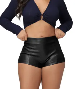 Women's Sexy Faux Leather Shorts High Waist PU Stretch Skinny Mini Hot Shorts