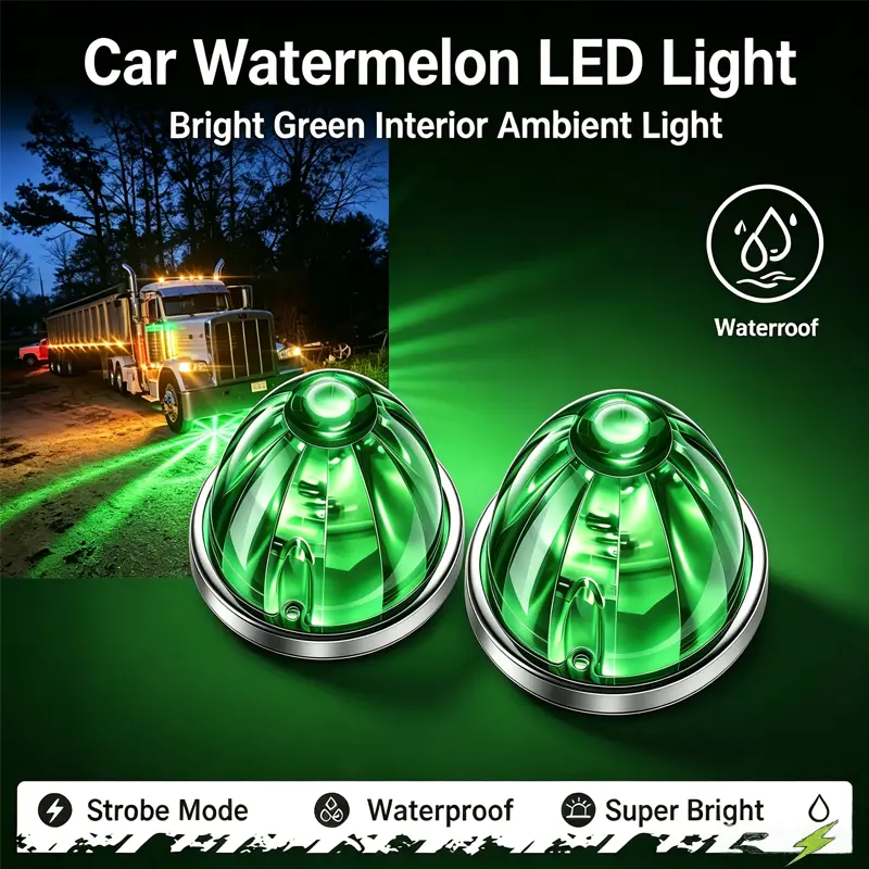 Multi-Color 2PCS Watermelon LED Strobe+Constant Marker Lights Dual Function LED Watermelon Lights Clear Lens LED Side Marker Lights for Trailer Truck Semi-Trailer Heavy-Duty Truck Bus Van, Led Lights Car, Strobe Light Module Watermelon Car Chassis Lamps