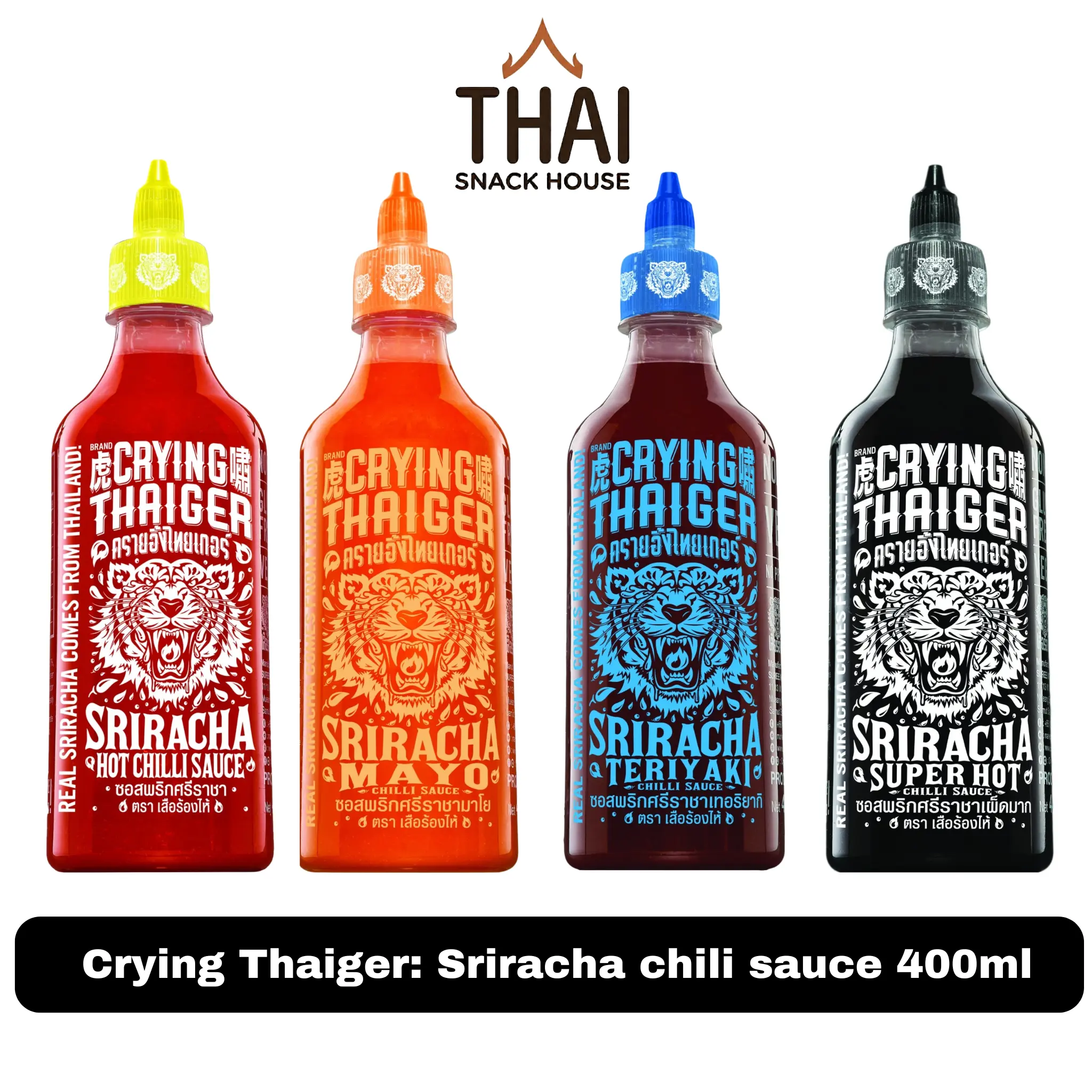 Crying Thaiger Gluten-Free Sriracha Chili Sauce, 400ml Spicy Sauce for Dipping, Cooking Staples Flavor
