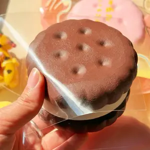 BAMSQUISHY 3.5-inch Chocolate Cookie slow-rising squishy toys, super soft Squeezy Squishies  Office Decompression cookie-shaped slow-rising squishes, three-layer realistic sandwich cookie   squeezy squishies  , food squishies  for stress relief