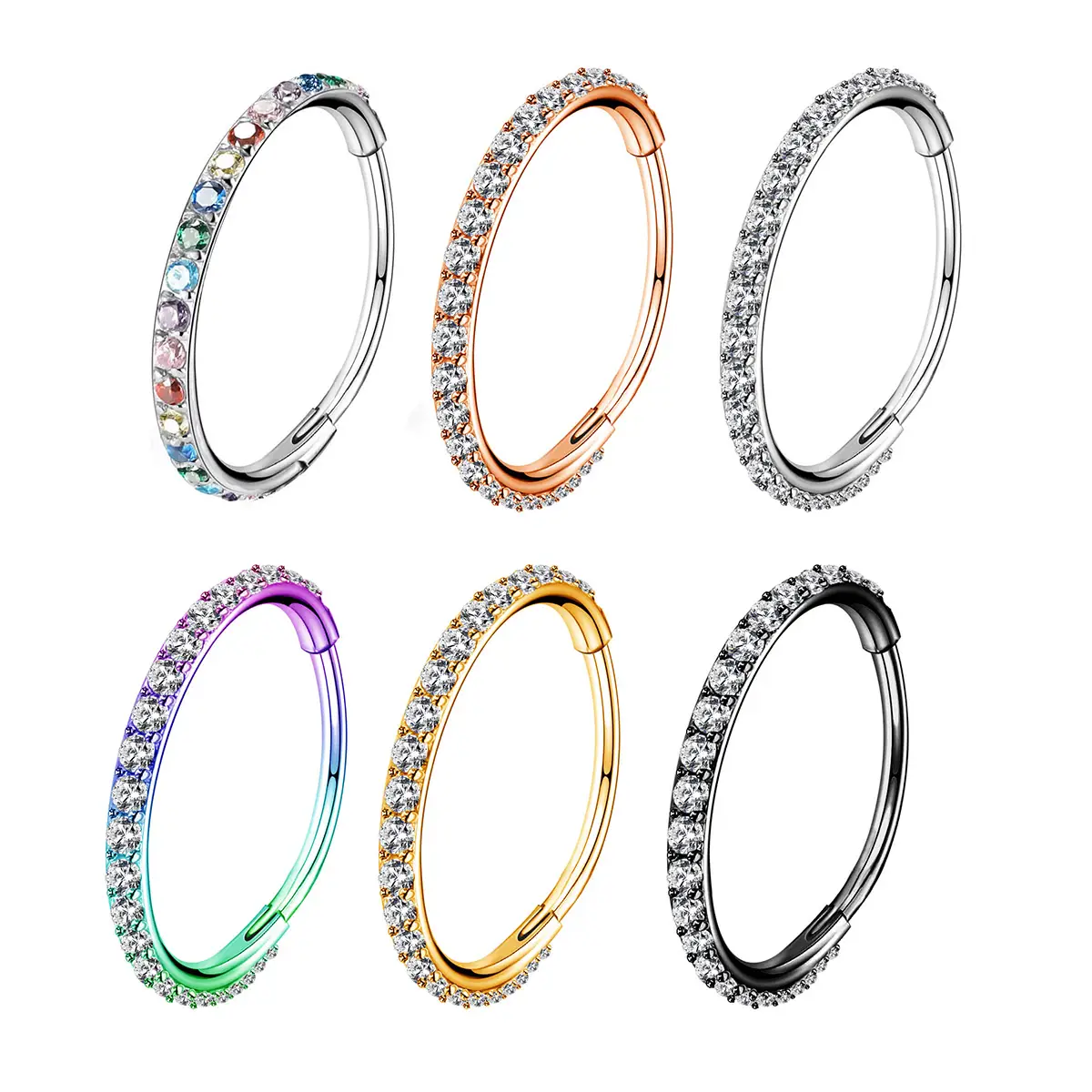 Oufer 18G Nose Hoop CZ 316L Stainless Steel Nose Ring Female Daily