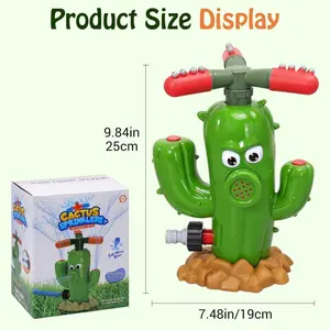 Rotatable T-Rex Cactus Sprinkler, Automatic Water-Squirting Garden Toy with Dual Hose Connections, Durable Plastic Outdoor Play Sprinkler for Yard Fun