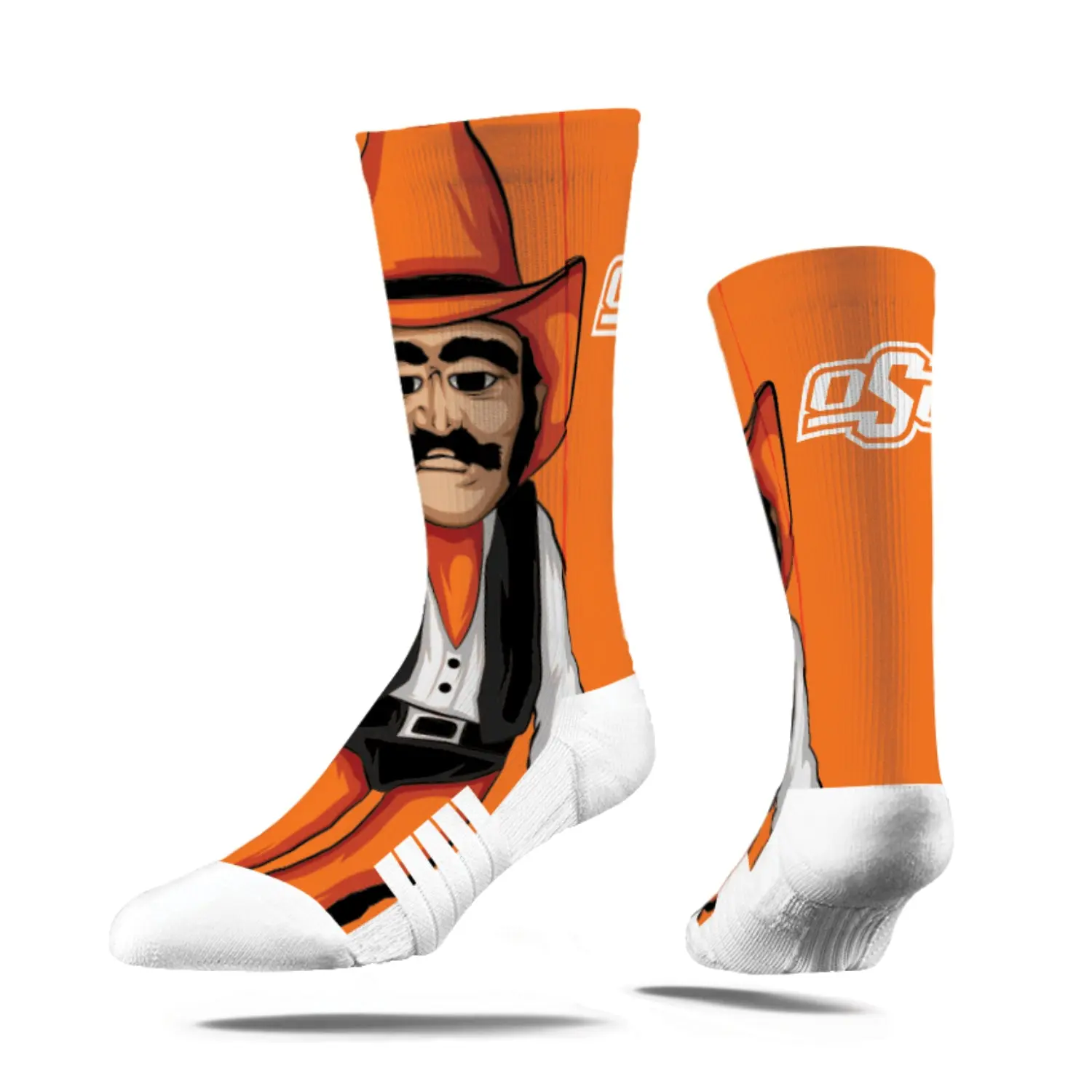 Strideline Oklahoma State Cowboys Mascot Full NCAA Licensed Crew Socks - Orange