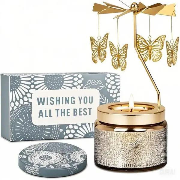 Handmade 360-Degree Rotatable Butterfly Design Aromatherapy Scented Candle - Unique Home Decor for Relaxation & Stress Relief, Happy Birthday Holiday Christmas Anniversary Gift for Women