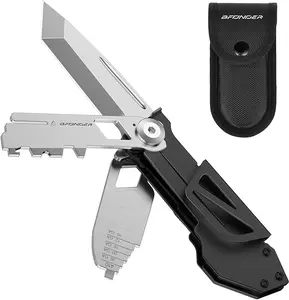 Portable 5-in-1 Adjustable Multifunctional Universal Hand Tool - Reusable Foldable Multipurpose Outdoor EDC Portable Hand Toolkit with Folding Knife, Wrench, Precision Adjuster, Carbon Cleaner, Cutter