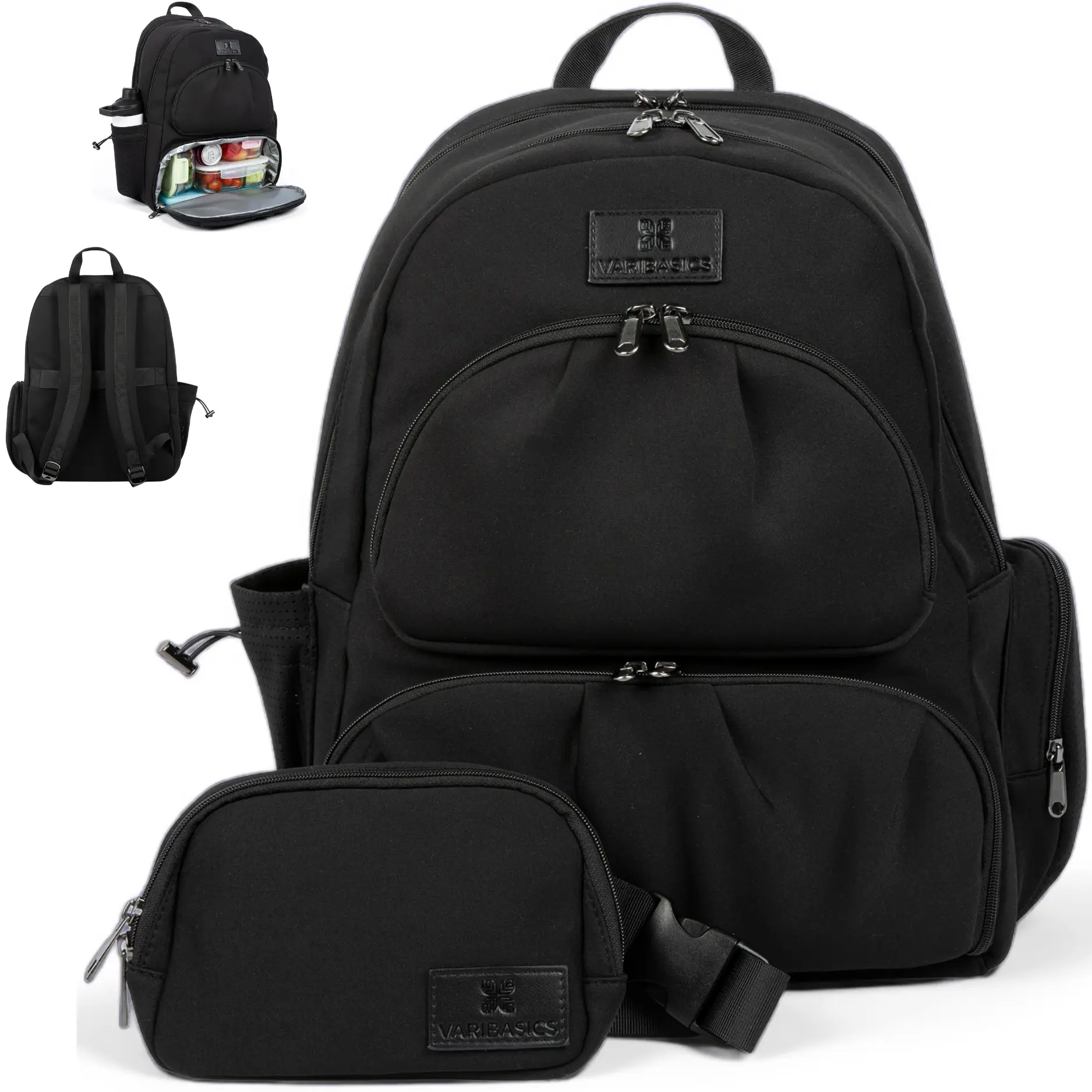 Varibasics Alira Neoprene Laptop Backpack with Matching Belt Bag and Cooler Compartment, Work Backpack for Women, Built-In Lunch Box, 17 Inch Laptop Holder, 18" Tall x 13" Wide x 8" Deep, Premium Modern Neoprene Fabric for Fashion and Durability