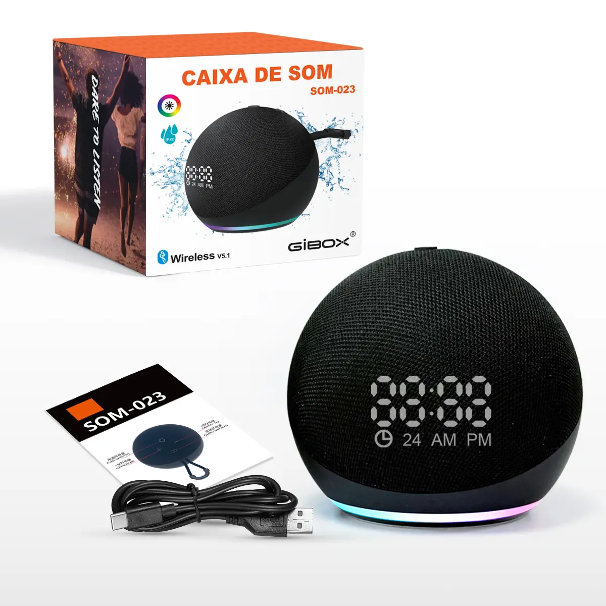 Cute Alarm Clock Speaker for Teens – Wireless Bluetooth Speaker with RGB Lights, Aesthetic Room Decor