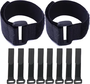 Fastening Hook and Loop Cable Straps,10Pack Black Self-Adhesive Cable Ties,Nylon Securing Straps with Buckles,Adjustable and Reusable Cinch Straps for Cords Organized and Tidy(1" x 16")