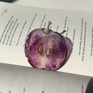 Acrylic Book Markers Shaped Like Grapes, Oranges, Strawberries, Kiwis, Semi-Transparent Page Markers, Cute Book Accessories, DIY Gifts