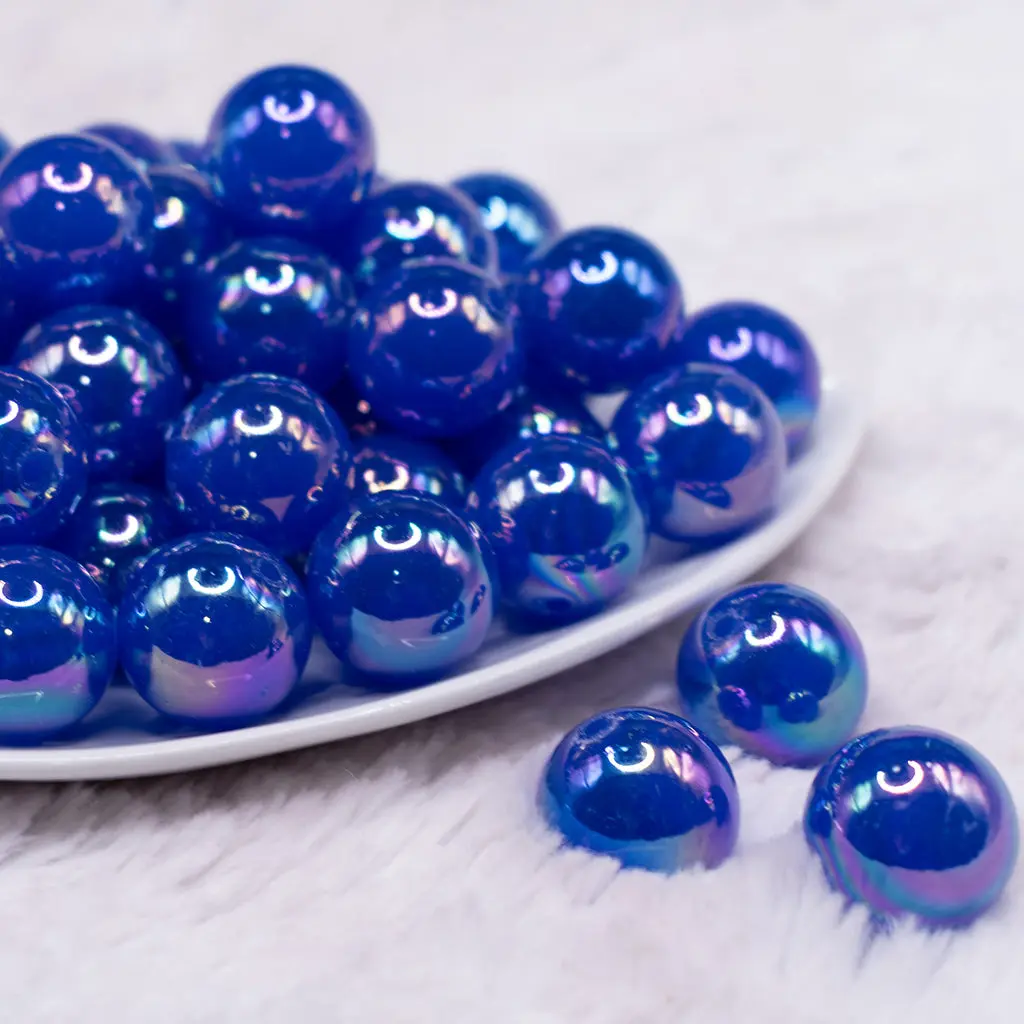 20mm Royal Blue Jelly AB Acrylic Chunky Bubblegum Beads
