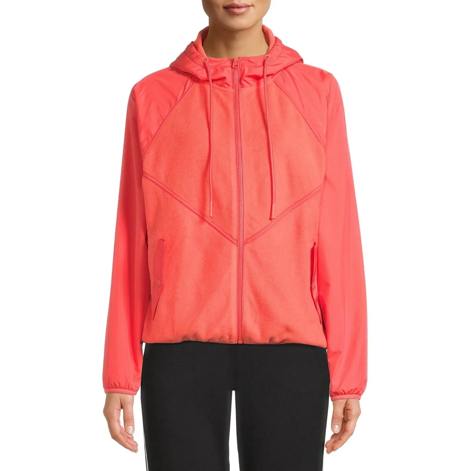 Avia Women s Mixed Media Zip Up Jacket, Size M 8-10 Fabric Womenswear Comfortable Adjustable