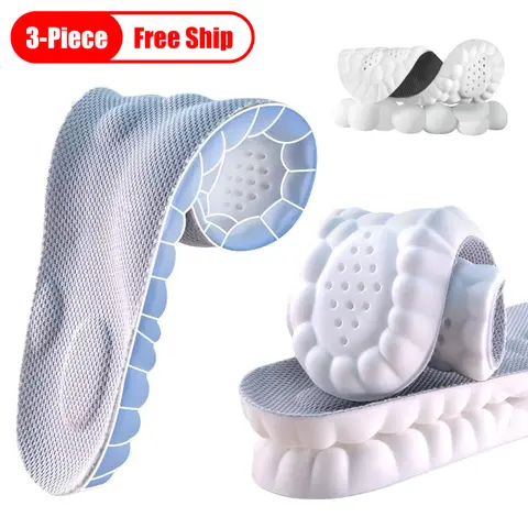 Unisex 3-Piece Mesh Footwear Insoles - 4D Cloud Cushion Soft Foam Support, Trim-to-Fit, Walking Step Arch Support, Flexible Foam-Based Insoles & Heel Liners