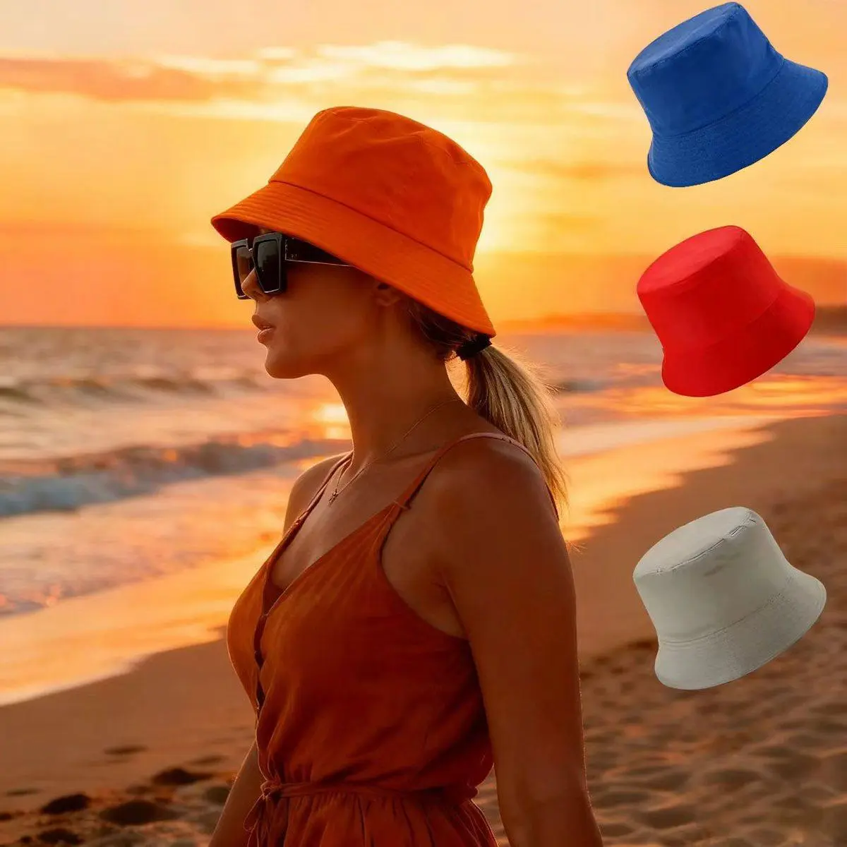 1/2/4 pieces. Soft solid-color sun hat, street headwear,black foldable bamboo hat,  fisherman's outdoor hat, unisex hat. Random colors.