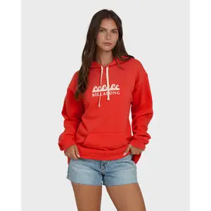 Surfing In Town Pullover Fleece Hoodie - Fiesta Red