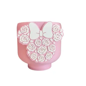 Elegant Rose and Bow Centerpiece in Pink with White Floral and Bow Design for Table Decor