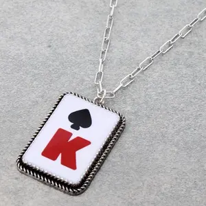 King of Spade Necklace - Unique Design with Bold Red 'K' and Spade Symbol on White Background