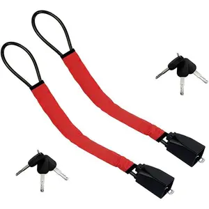 2 Pack Car Steering Wheel Lock, Anti-Theft Device, Seat Belt Lock, Max 17 Inch Length, Small and Light-Weight, Multi-Functional, SUV, Fit Most Vehicle, Golf Cart Security, Red