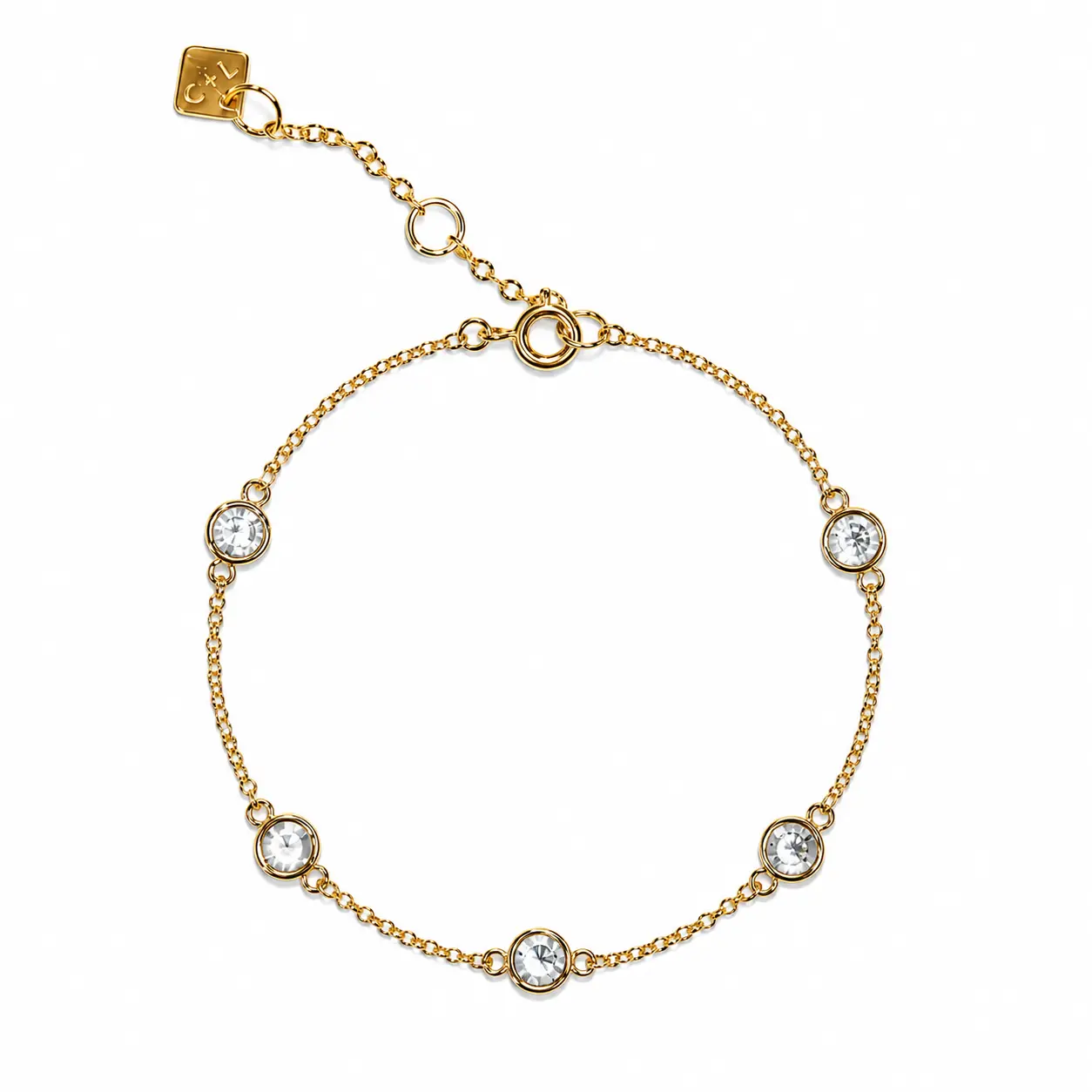 Chloe Bracelet | Dainty Bezel CZ Chain Bracelet in Sterling Silver or 14k Gold Plated Sterling Silver