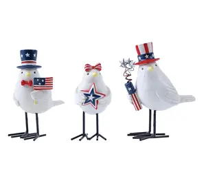 HomeRoots Set of 3 Red White Blue Americana Bird Figurines