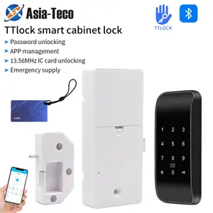 Smart TTLOCK APP Fingerprint Bluetooth Cabinet Lock, 13.56MHz RFID Card Digital Keyboard Keyless Entry Smart Storage Cabinet Lock/File Cabinet Lock, Digital Keypad Lock, Supporting Fingerprint, Password, RFID Card, and APP Unlocking