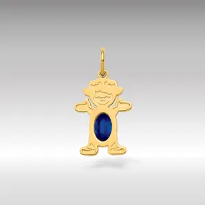 14K Gold Girl September Birthstone Sapphire Pendant