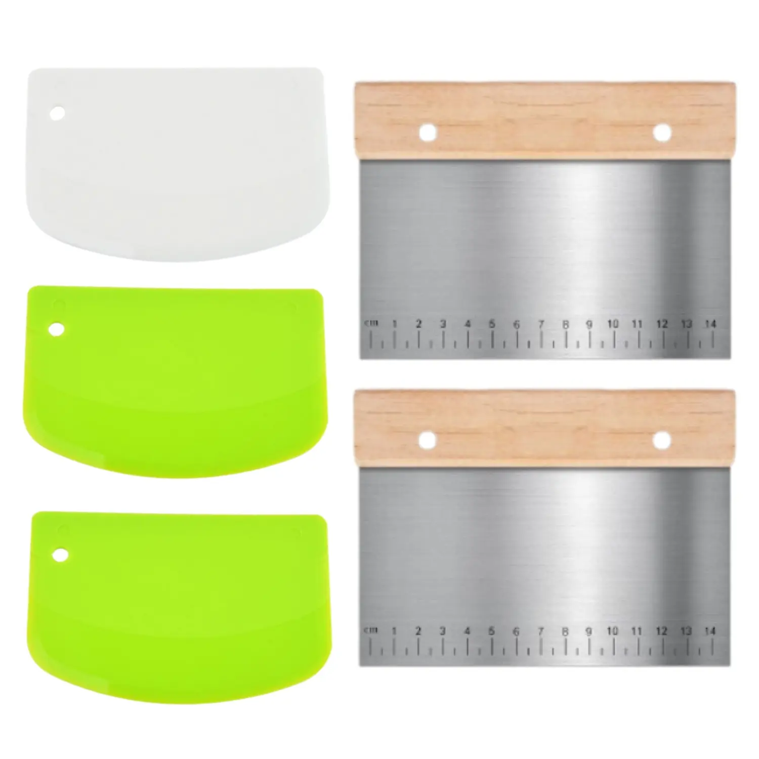 5 Pack Bench Scraper, Premium Stainless Steel Dough Scraper with 3 Pcs Flexible Bowl Scraper, Dough Cutter with Measuring Scale, Versatile Kitchen Scraper Set for Pastry Bread Pizza Cake - Home Improvement.