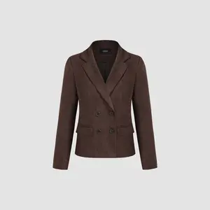 Cider [size 2-10] Suede Collar Solid Pocket Button Oversized Blazer