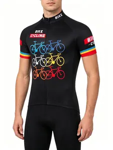 Men's Cycling Jersey, Cyclist Jersey, Short Sleeve Bike Shirt with 3 Back Pockets, Digital Print, Slim Fit, All Seasons, Sporty Style, Outdoor Riding, Sports Jersey