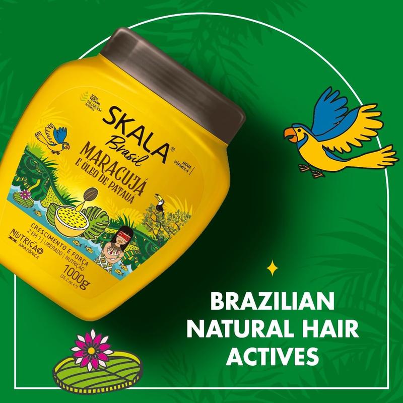 Skala Brasil Expert Viral Brazilian Hair Care Kit Maracujá & Patauá Oil Shampoo Conditioner 250ml Each Passion Fruit Hair Cream 35.2 oz Nourishing Cleanser Set Haircare