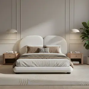 [Bellemave] Extra Thick Upholstered Platform Bed Frame, Luxury Teddy Fleece Headboard, No Box Spring Needed, Easy Assembly, 800 LBS