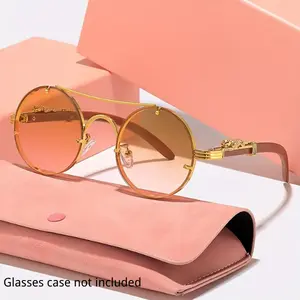 1pc Double Beam Round Sunglasses for Men and Women, Retro Street Fashion Eyewear with Durable Frame and Classic Design, Perfect for Daily Wear, Travel, and Outdoor Activities, Stylish Decoration.