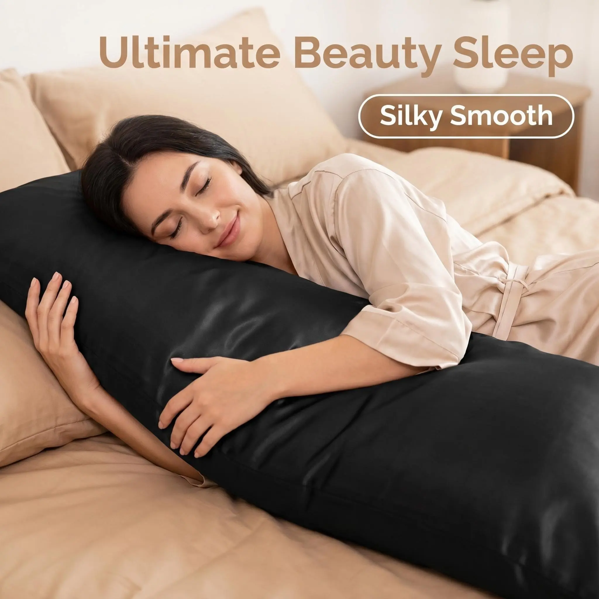 [ Summer Sale Deals ]NTBAY Silky Satin Body Pillowcases - 20x54 Inches Frictionless Microfiber Fabric, Soft Skin-Friendly & Anti-Acne Body Pillow Cover, Luxurious Satin Bedding Gift with Envelope Closure