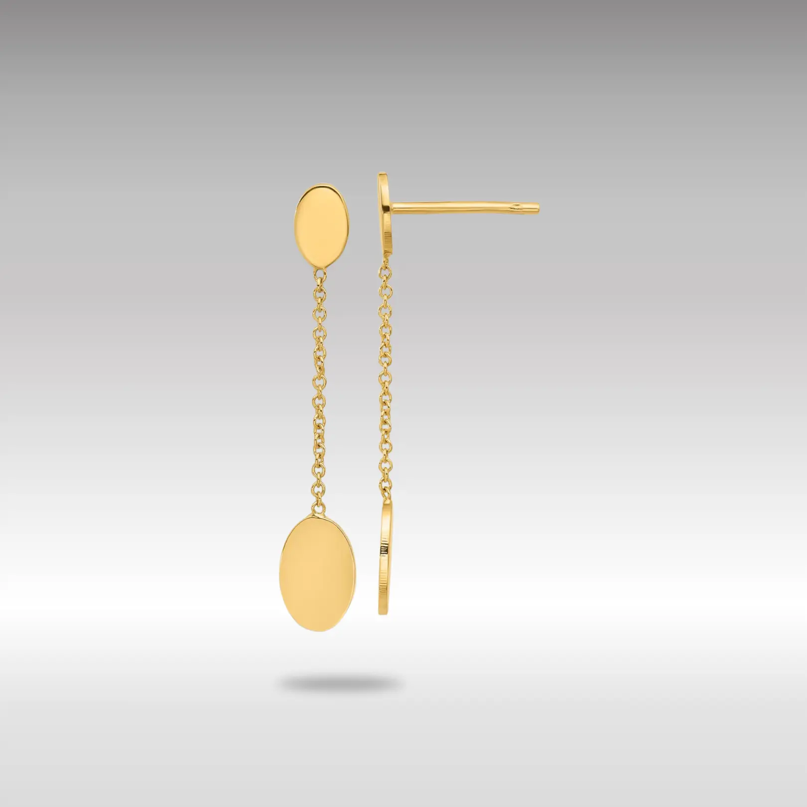 14K Gold Leslie's Polished Oval Discs Dangle Post Earrings - Model LE2342