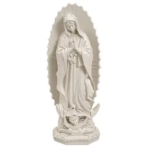 11.8" Resin Virgin Mary Statue, Beige Handmade Religious Sculpture – Indoor & Outdoor Catholic Decor, Perfect Gift