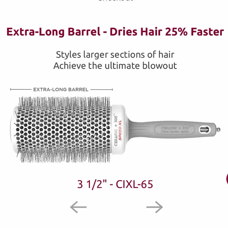 Olivia Garden 65 XL Barrel Hair Brush, Professional Round Barrel Brush for Smooth Styling and Volumizing