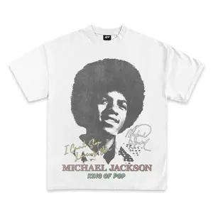 Michael Jackson Afro Era Graphic Tee, Y2K Rap Streetwear T-Shirt, Unisex Crew Neck, 90s Vintage Hip-Hop Graphic, Sports Style, Casual Cotton Fit