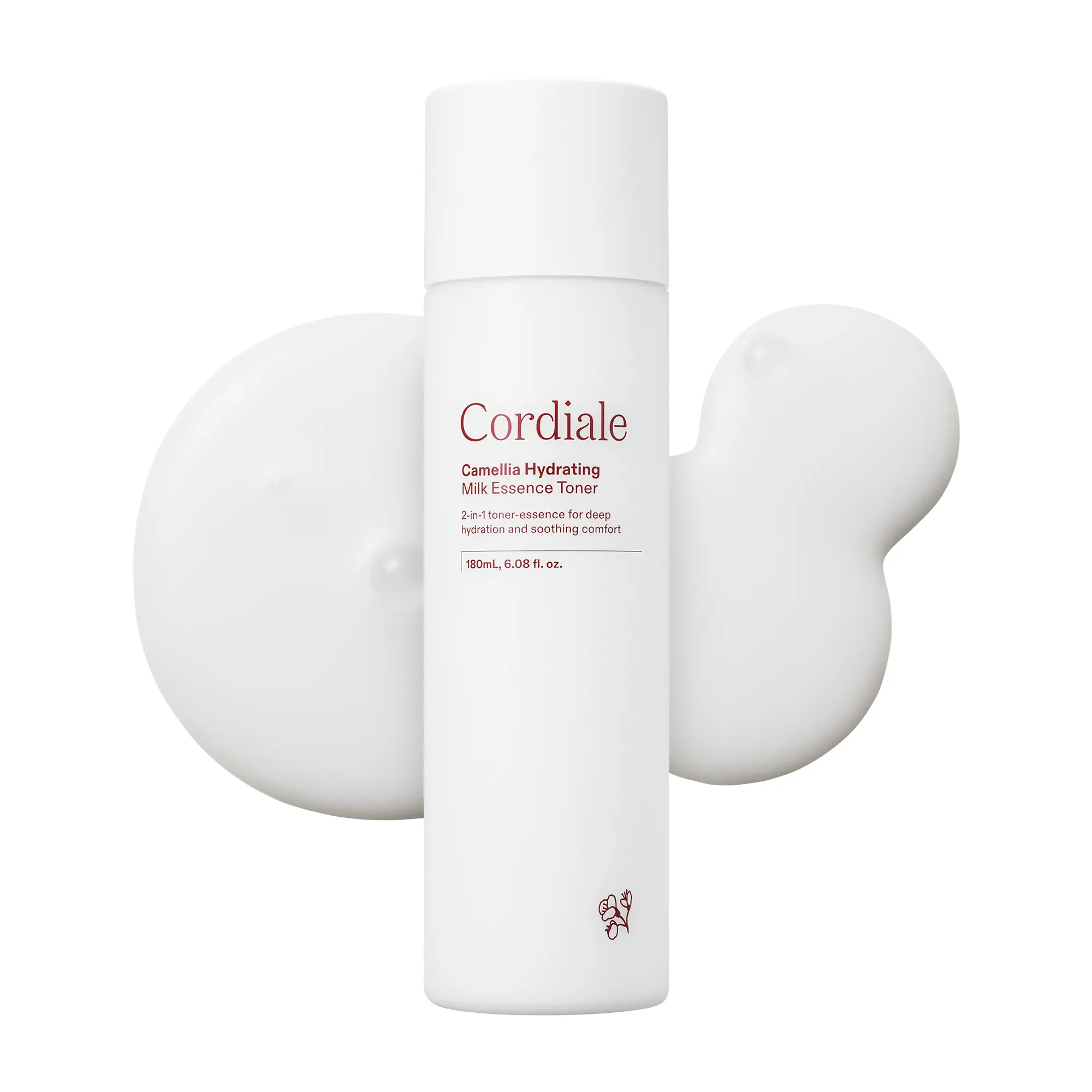 CORDIALE Camellia Hydrating Milk Essence Toner, Korean Milky Toner for Face, 24-Hour Hydration, Barrier Support, Soothing Care for Sensitive Skin, Fragrance-Free, 180 mL