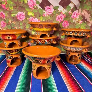 Anafre multicolor mediano 11 1/2 de boca de ancho y 8 1/2 de alto