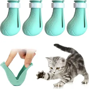 4-Piece Cat Paw Covers Set, Silicone Scratch-Resistant Boots, Adjustable Grooming Protection, Reusable Bath & Feeding Aid, Colorful Design