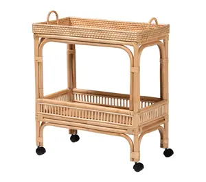 bali & pari Lombok Natural Rattan 2-Tier Wine Cart