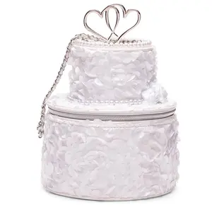 Betsey Johnson Blu Frost Yourself Wedding Cake Bridal Top Handle Bag, Ivory Fashionable Handbag Floral Embossed Handbag