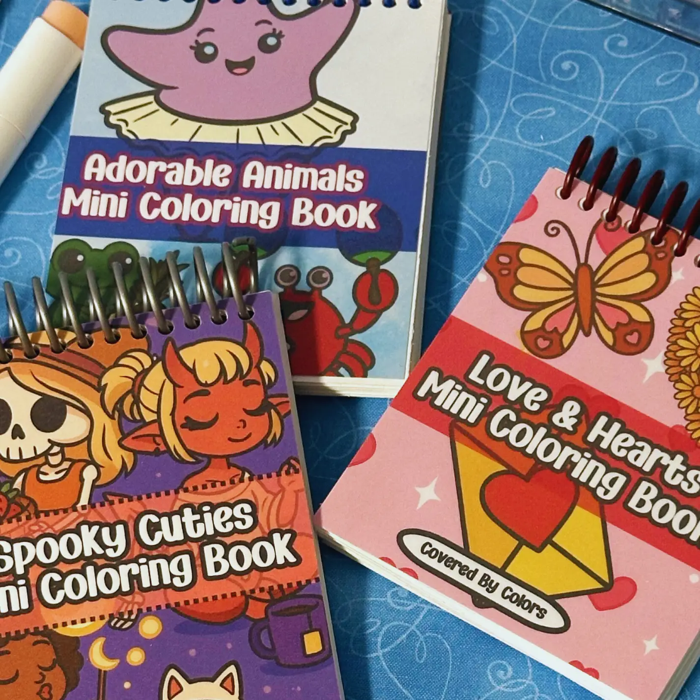 Covered By Colors Mini Coloring Book Bundle - 40 Pages each on Thick Cardstock - Easy Bold Simple Designs - Perfect for All Ages & Skill Levels - Ther