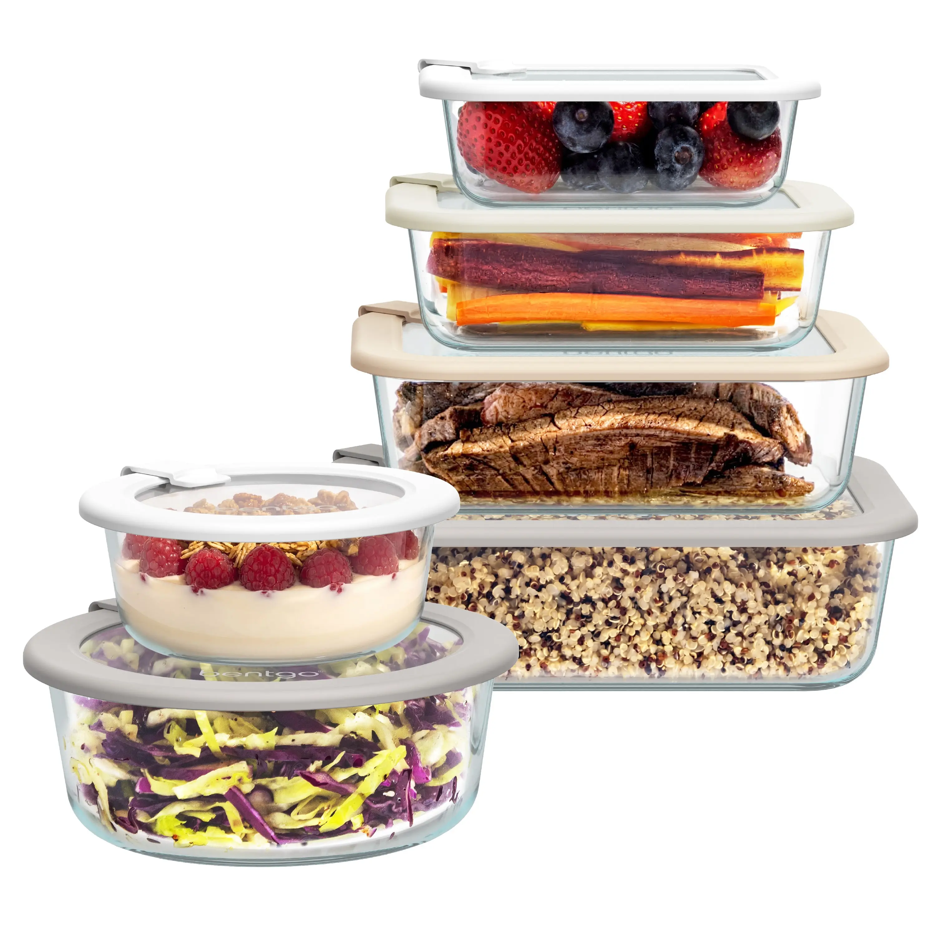 Bentgo Signature Glass Food Storage Set - 12 Pieces with Sealed Glass Lids, Reusable, Sustainable, Leakproof, Airtight Design, Meal Container